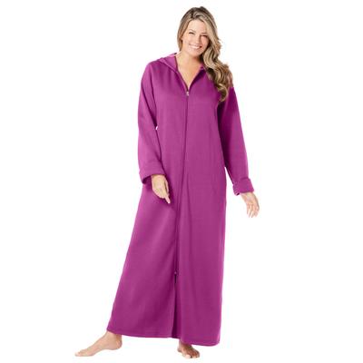 Plus Size Women's Long Hooded Fleece Sweatshirt Robe by Dreams & Co. in Rich Magenta (Size 4X)