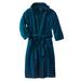 Men's Big & Tall Terry Velour Hooded Maxi Robe by KingSize in Midnight Teal (Size 9XL/0XL)