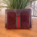 Gucci Bags | Auth Vintage Gucci Parfums Brown Suede Clutch Cosmetic Pouch Evening Bag | Color: Brown/Red | Size: Os