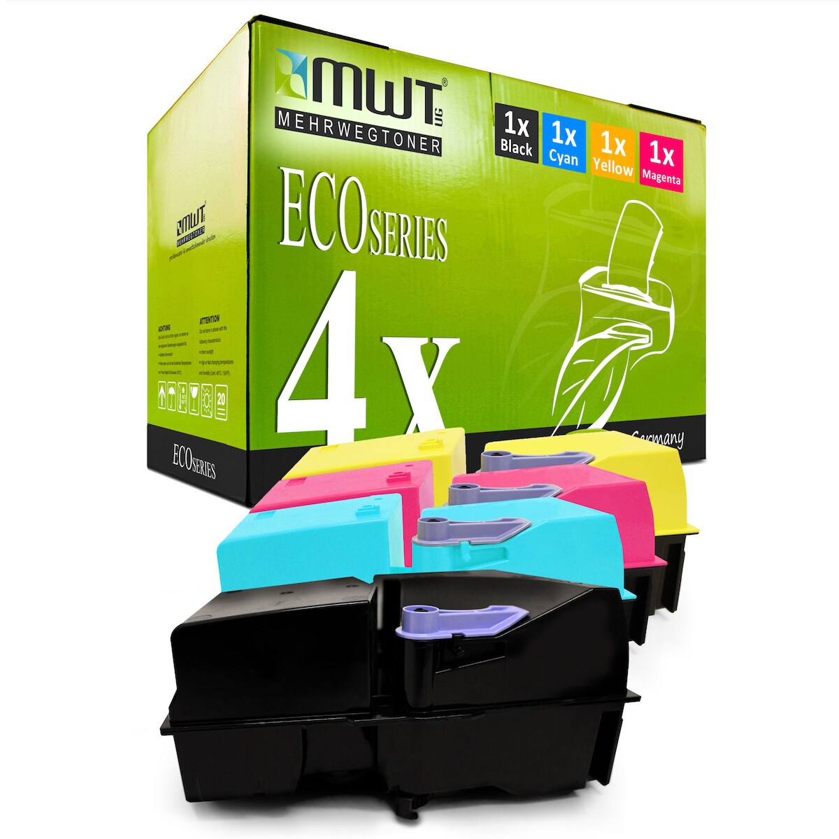 4 Mehrwegtoner kompatible Lasertoner ersetzt Kyocera TK-825 1T02FZ0EU0 TK-825K 1T02FZCEU0 TK-825C 1T02FZBEU0 TK-825M 1T02FZAEU0 TK-825Y Mehrfarbig Image