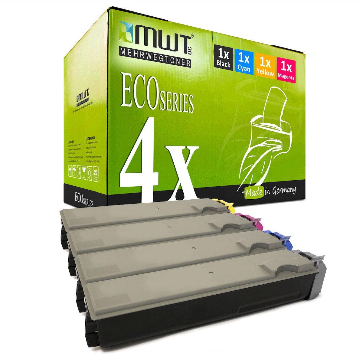 4 Mehrwegtoner kompatible Lasertoner ersetzt Kyocera TK-510 1T02F30EU0 TK-510K 1T02F3CEU0 TK-510C 1T02F3BEU0 TK-510M 1T02F3AEU0 TK-510Y Mehrfarbig Image