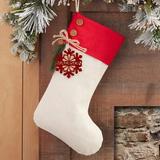 Personalization Mall Snowflake Personalized Family Christmas Stocking Polyester in Red | 17.5 H x 7.5 W in | Wayfair 32714-RR