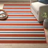 Blue/Red 63 x 0.15 in Area Rug - Lark Manor™ Deltana Striped Shag Dark Red/Blue Indoor/Outdoor Area Rug, Polypropylene | 63 W x 0.15 D in | Wayfair