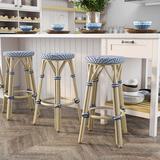 Beachcrest Home™ Seadrift Patio Bar Stool in Blue/Brown/Gray | 26 H x 14.13 W x 14.13 D in | Wayfair AE3DDEA526504E9B9A74B64F2A1EEF6E