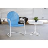 Corrigan Studio® Adewale Patio Dining Armchair, Metal in Blue/White | 34.3 H x 22 W x 22 D in | Wayfair A3133F93EC564CB5A626E328BC5BD04B