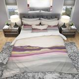 Designart 'Painted Purple and Gold Landscape II' Geometric Bedding Set - Duvet Cover & Shams - Multi-color