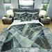 Designart 'Abstract Glacial Black and White Painting' Geometric Bedding Set - Duvet Cover & Shams