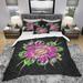 Designart 'Perfect Fractal Flower in Purple & Green' Modern & Contemporary Bedding Set - Duvet Cover & Shams