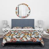 Designart 'White, Red and Blue and Brown Butterfly Pattern' Animals Bedding Set - Duvet Cover & Shams