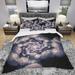 Designart 'Black White Fractal Flower in Dark' Modern & Contemporary Bedding Set - Duvet Cover & Shams