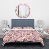 Designart 'Pink Blossoming Tropical Flowers' Abstract Bedding Set - Duvet Cover & Shams