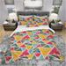Designart 'Vintage Triangulare Geometry with Yellow, Blue and Black' Modern & Contemporary Bedding Set - Duvet Cover & Shams