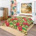 Designart 'Hibiscus & Plumeria Tropical Flowers with Palm Leaves' Tropical Bedding Set - Duvet Cover & Shams