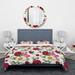 Designart 'Pansies, Cherries and Roses on Pink Dotted Background' Abstract Bedding Set - Duvet Cover & Shams