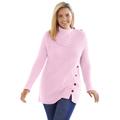 Plus Size Women's Button-Neck Waffle Knit Sweater by Woman Within in Pink (Size 2X) Pullover