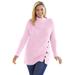 Plus Size Women's Button-Neck Waffle Knit Sweater by Woman Within in Pink (Size 2X) Pullover