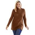 Plus Size Women's Button-Neck Waffle Knit Sweater by Woman Within in Antique Copper (Size 5X) Pullover