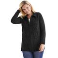 Plus Size Women's Chenille Zip Cable Cardigan by Woman Within in Black (Size 5X)