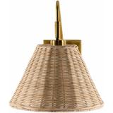 Gabas 15"L x 10"W x 12"H Natural Rattan Shade Natural/Gold/Tan Wall Sconce - Hauteloom