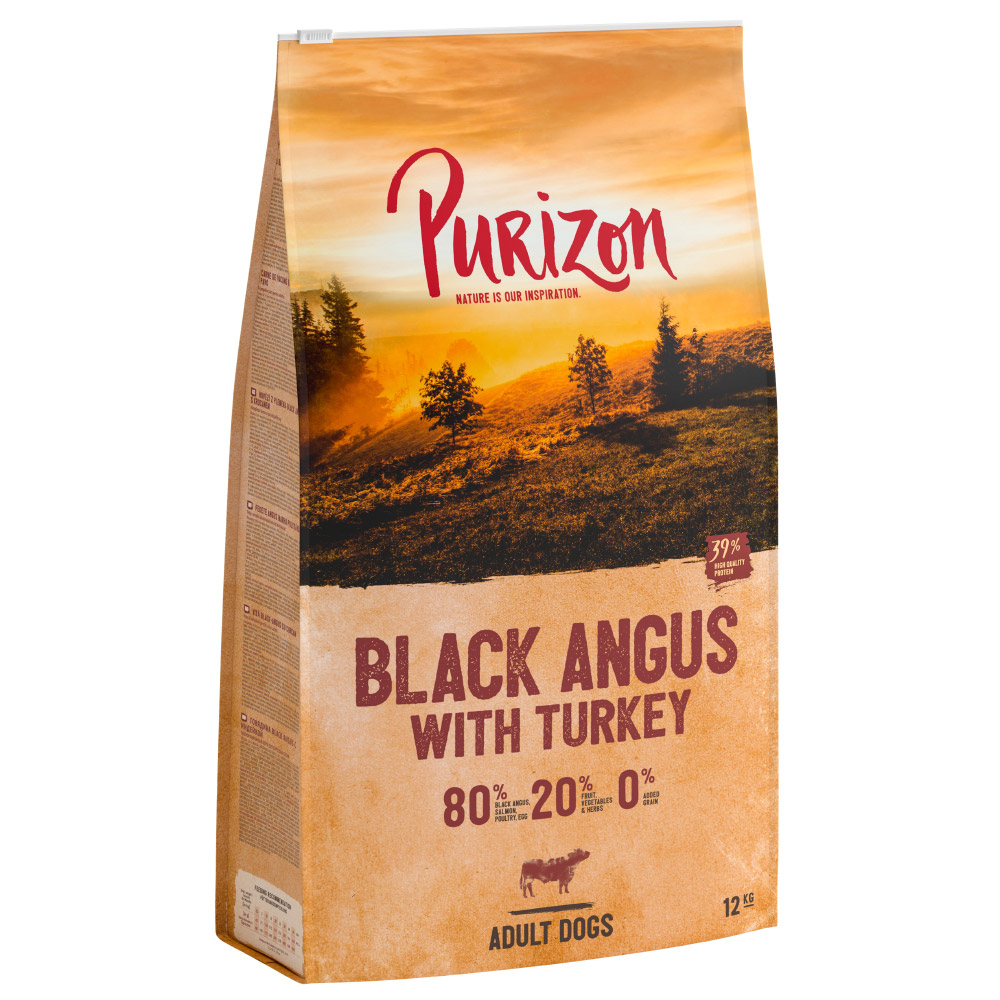 Multipack risparmio! 2 x 12 kg Purizon Crocchette senza cereali per cani - Adult Black-Angus & Tacchino