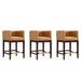 Manhattan Comfort Kingsley Dark Walnut Wood Counter Height Bar Stool (Set of 3)