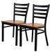 2 Packs Ladder Back Dining Chairs Metal Leg Side Chairs with Wood Seat, Black - 16.3"L X 16.3"W X 31.9"H