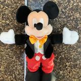 Disney Toys | Disney Parks Mickey Mouse Disney On Ice Tuxedo Plush 10” Toy Gold Emblem On Foot | Color: Black/Red | Size: 10”