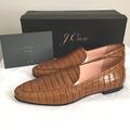 J. Crew Shoes | J. Crew Leather Loafers Shoes In Dark Cedar Croc Embossed New In Box | Color: Brown | Size: 9