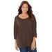 Plus Size Women's Raindrops Shimmer Tee by Catherines in Coffee Bean (Size 0X)