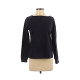 Lands' End Sweatshirt: Crew Neck Covered Shoulder Blue Solid Tops - Women's Size X-Small