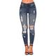 Uusollecy Womens Ripped Stretch Skinny Jeans Destroyed Distressed Mid Waist Denim Jeans Blue