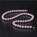 Collier en coquillage violet d'eau douce pour femmes ras de cou en perles naturelles chaînes