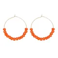 Go2Boho-Boucles d'oreilles créoles perlées en verre orange pour femme acier inoxydable boucle