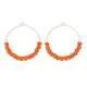 Go2Boho-Boucles d'oreilles créoles perlées en verre orange pour femme acier inoxydable boucle