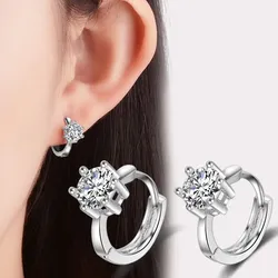 Boucles d'oreilles en argent Sterling S925 boucles d'oreilles rondes en Zircon pour femmes bijoux