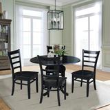 42 in. Drop Leaf Table with 4 Ladder Back Dining Chairs - 5 Piece Set