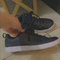 Adidas Shoes | Adidas Black Leather Sneakers Size 8 Us | Color: Black/White | Size: 8