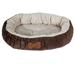 Oval Bed with Bone Applique for Dogs, 20" L X 16" W X 5.5" H, Small, Brown