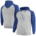 Men's Fanatics Branded Heathered Gray/Royal Los Angeles Dodgers Big & Tall Raglan Pullover Hoodie