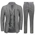 Mens Jax Herringbone 3 Piece Suit Retro 1920s Grey Brown Tweed Classic Tailored Fit [SUIT-JAX-GREY-48]