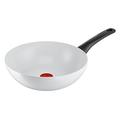 Tefal C41719 Ceramic Control Wok Pan 28 cm Safe Ceramic Seal Thermo-Signal Temperature Indicator Easy Cleaning Suitable for Induction Cookers White
