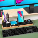 Aothia Desk Organizer Wood/Plastic in Black | 2 H x 5 W x 17 D in | Wayfair WF-Desk Organizer-BLACK