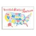 Stupell Industries United States Of America Typography Map Primary Tones Wall Plaque Art By Jace Grey Canvas, in Blue | Wayfair af-866_wd_10x15