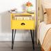 17 Stories Adra 1 - Drawer Iron Nightstand Wood/Metal in Yellow | 23.7 H x 15.7 W x 15.7 D in | Wayfair 5A1B422C1423487D9B8B4C32CC8C6811