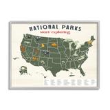 Stupell Industries National Parks Map w/ Numbered Key United States Wall Plaque Art By Daphne Polselli in Brown | 11 H x 14 W x 1.5 D in | Wayfair