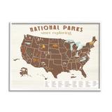 Stupell Industries Start Exploring National Parks Map United States XXL Stretched Canvas Wall Art By Daphne Polselli in Brown | Wayfair
