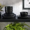 Gibson Soho Lounge Sofia 12-Piece Coupe Dinnerware Set Ceramic/Earthenware/Stoneware in Black | Wayfair 96897.12R