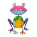 Trinx Bronson Colored Enamel Metal Green Head Frog Statue Metal in Pink/Green/Blue | 14 H x 8 W x 12 D in | Wayfair