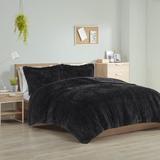 Willa Arlo™ Interiors Windall Shaggy Faux Fur Comforter Mini Set Polyester/Polyfill in Black | Twin/Twin XL Comforter + 1 Standard Sham | Wayfair