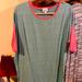Lularoe Tops | Lularoe Irma Tunic Top, Large, Baseball Sleeves, Teal And Watermelon Colors | Color: Green/Pink | Size: L